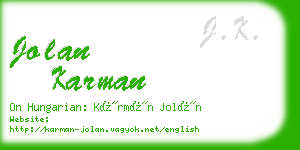 jolan karman business card